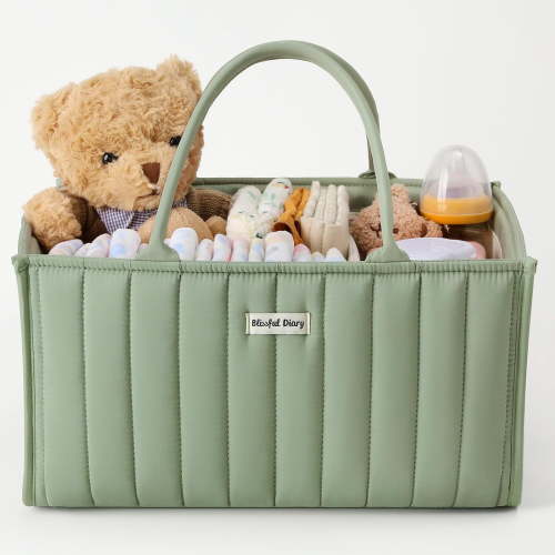 TACYKIBD Baby Diaper Caddy Organizer, Stylish Nursery Storage Basket - Gift for Baby Shower, Baby Registry Must Have, Newborn Essentials - Baby Caddy Organizer for Diaper Station - Sage Green