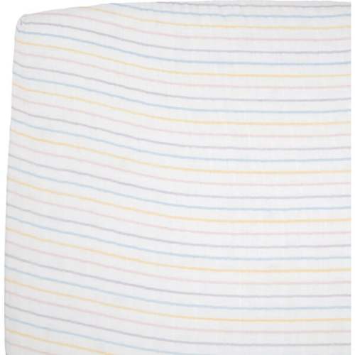Cotton Muslin Crib Sheet, Unicorn Stripe - Little Unicorn | Maisonette