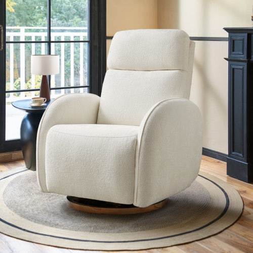 Cuddle 32.25" Modern Swivel Glider Power Recliner with Electric Headrest and Lumbar Support