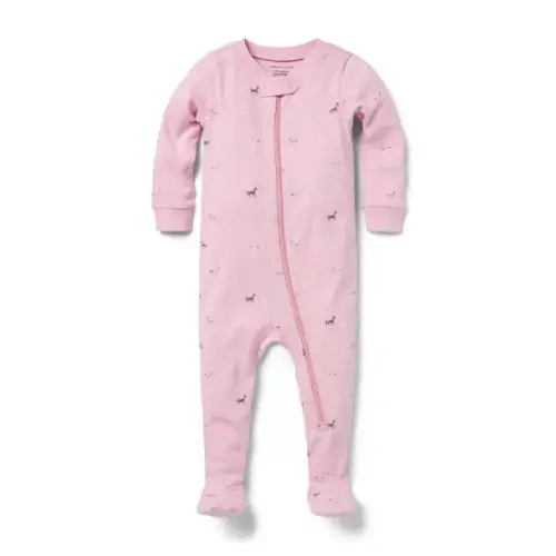 Newborn Pink Unicorn Baby Good Night Footed Pajama In Unicorn by Janie and Jack