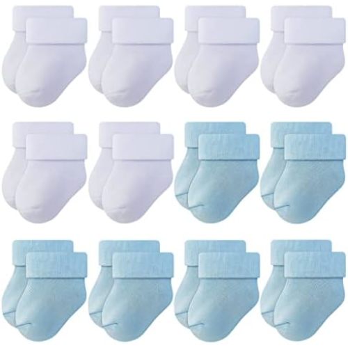 RATIVE Newborn Baby Socks 0-6,6-12 Months Thick Terry Turn Cuff Socks for Unisex Boys Girls