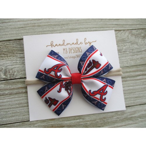 Atlanta Braves Baby Bow, Atlanta Braves Headband, Girls Braves Bow, Atlanta Braves