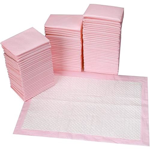 80 Count Disposable Baby Changing Pads, 18”x18” Pink – Super Absorbent Leakproof Quick-Drying, Soft Skin-Friendly Disposable Underpads for Infants, Mess-Free Diaper Changes at Home or On-The-Go