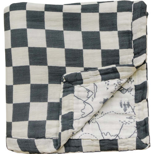 Mebie Baby Charcoal Checkered + Summit Muslin Quilt — buybuy BABY