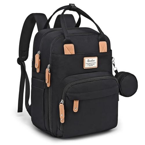 RUVALINO Diaper Bag Backpack - Multifunction Waterproof Travel Essentials, Maternity Baby Bag with Changing Pad & Stroller D-Ring & Pacifier Case - Baby Registry Search/Items & Shower Gifts - Black - Classic - Classic_black