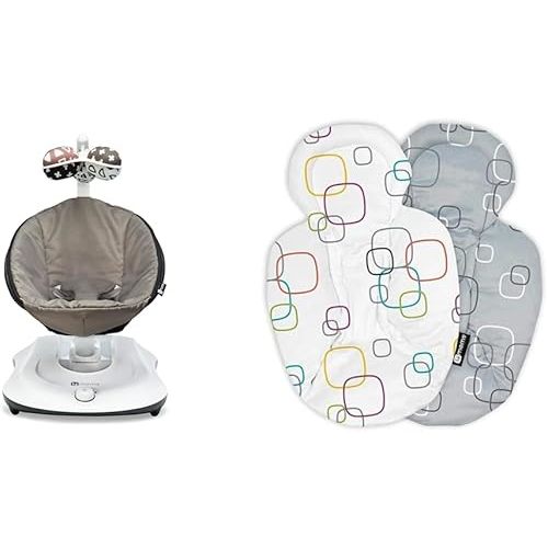 4moms RockaRoo Baby Rocker in Graphite with Plush Infant Insert, Multicolor