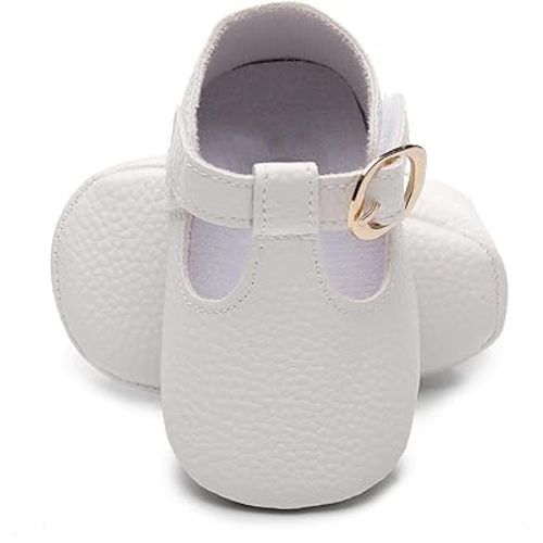 HONGTEYA Infant Baby Girl Mary Janes Flats PU Leather Non-Slip Soft Sole for Toddler First Walker Newborn Infant Crib Shoes Wedding Party Princess Baby Moccasins Girl Dress Shoes