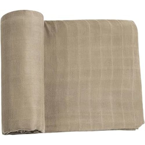 Meracorallo Muslin Swaddle Blanket Silky Soft Receiving Blanket Swaddle Wrap for Baby Boys and Girls, 47 x 47 inches, Khaki