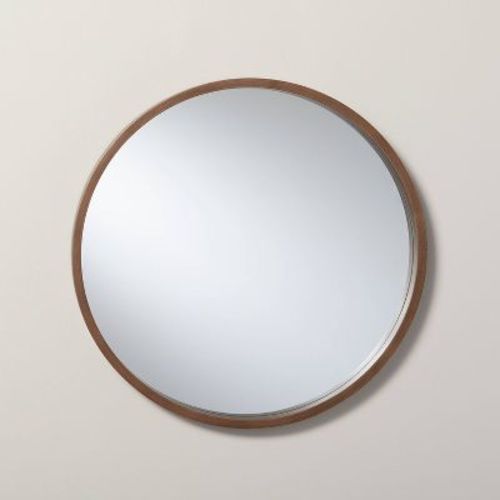 30" Round Wood Framed Wall Mirror Natural - Hearth & Hand™ With Magnolia: Bathroom, Circular, No Assembly Required