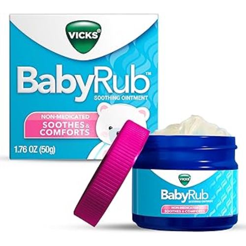 Vicks BabyRub Chest Rub Ointment with Soothing Aloe, Eucalyptus, Lavender, and Rosemary, from the makers of VapoRub, 1.76 oz