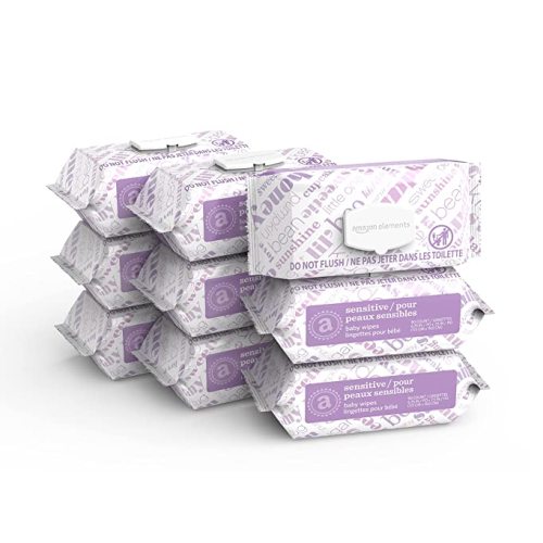 Amazon Elements Baby Wipes, Sensitive, Fragrance Free, White, 810 Count (9 Packs of 90) (Previously 720) - 90 Count (Pack of 9)
