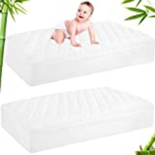 Sealy 2-PACK Waterproof Fitted Toddler Bed and Baby Crib Mattress Pad Cover Protector, Noiseless, Machine Washable and Dryer Friendly, 52" x 28"