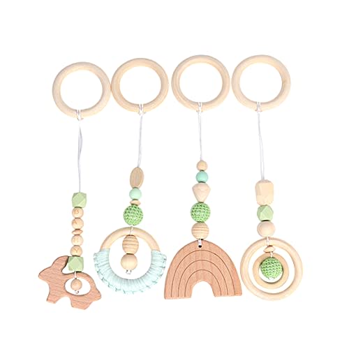 Wooden Baby Gym Hanging Toys, Wooden Baby Hanging Toys Foldable Baby Play Gym Frame Activity Center Hanging Bar Toys Newborn Gift for Baby Girls and Boys