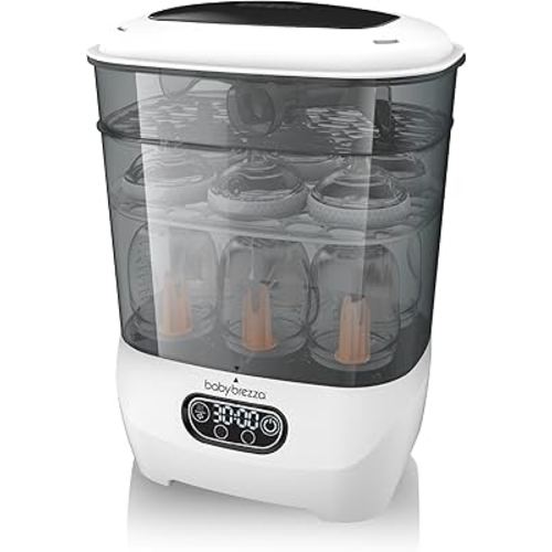 Baby Brezza Bottle Sterilizer and Dryer Advanced – 33% Faster - Largest Capacity Steam Sanitizer - Universal Sterilization Machine for All Bottles + Baby Product Parts - HEPA Air Filter