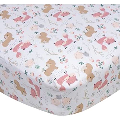 Gerber Baby Boys Girls Neutral Newborn Infant Baby Toddler Nursery 100% Cotton Fitted Bedding Crib Sheet, Woodland Critters White, 28" x 52"
