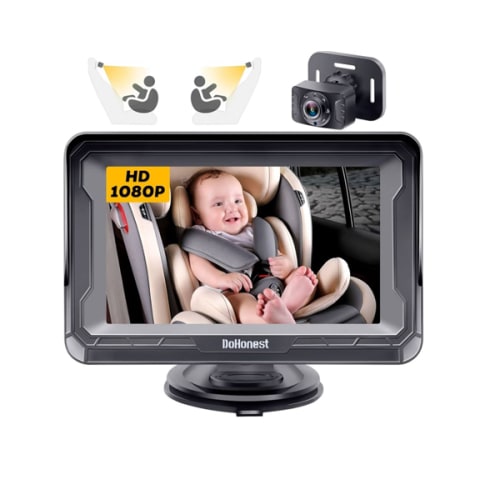 DoHonest Baby Car Camera HD 1080P - Rear-Facing Car Baby Monitor with Night Vision, Adjustable View Angle, Easy Setup, Anti-Glare Display, Safety for Kids & Infants