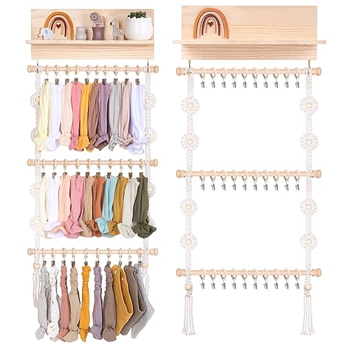 POVETIRE Baby Headband Holder, Hair Bows and Accessories Storage Organizer, Wall Hanging Decor for Nursery Toddler Girls Room (Color-4)