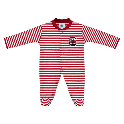 South Carolina Gamecocks Striped Footed Romper | College Baby