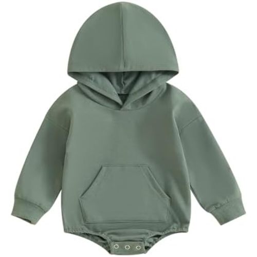 Thorn Tree Newborn Baby Boys Hooded Sweatshirt Long Sleeve Solid Romper Infant Baby Fall Winter Spring Outfits