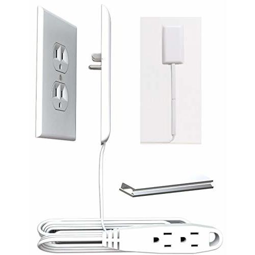 Sleek Socket Thin Electrical Outlet Childproofing Cover with Protective Cord Clips | Safeguards Toddlers | 9 ft. Standard Size Cover with 3 Outlet Power Strip | UL/CSA Safety Certified