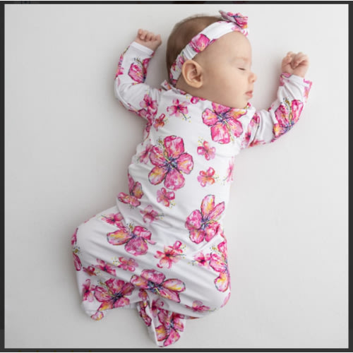 Hibiscus Kiss Bamboo Layette Gown
