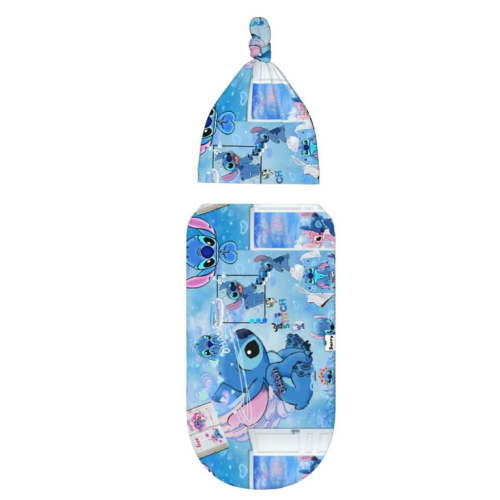 Cute Lilo & Stitch (150) Newborn Baby Swaddle Set Blankets Hats Sets Receiving Blanket & Beanie Hat Cartoon Swaddle Sack for Baby Shower Infant Gift Infant Baby Photography