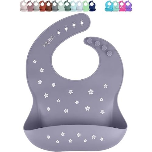 otterlove Silicone Bibs for Babies - 100% Pure Platinum LFGB Baby Bibs with No Fillers (Single Bib - Cherry Blossom)