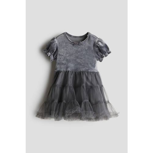 VELOUR DRESS WITH TULLE SKIRT