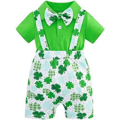 BFUSTYLE Baby Boy Clothes 2 in 1 Outfits 0-24 Months Romper Short Sleeve Infant Bodysuit with Bowtie