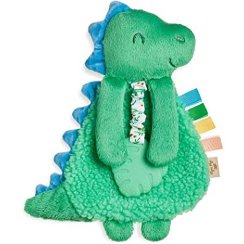 Itzy Ritzy - Itzy Lovey Including Teether, Textured Ribbons & Dangle Arms; Features Crinkle Sound, Sherpa Fabric and Minky Plush; Green Dinosaur