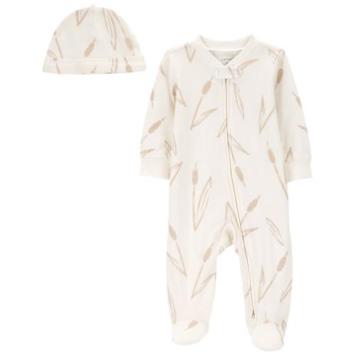 Baby 2-Piece Sleep & Play Pajamas and Cap Set - Style,White