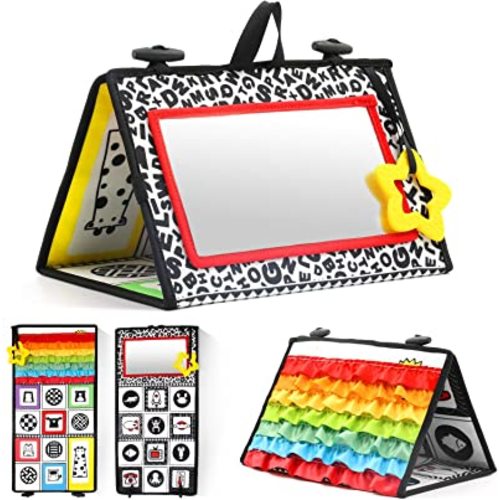Amazon.com: KUANGO Tummy Time Mirror Toys for Babies, High Contrast Activity Montessori Newborn Toys, Black and White Baby Toys 0 3 6 12 Sensory Infant 0-3 Months : Toys & Games