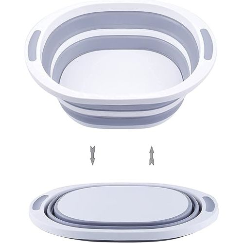 AAKitchen Collapsible Portable Wash Basin Dishpan and Chop Board Collapsible Sink Tub Dish Wash Basin Portable Dish Tub Foldable Dishpan for RV Trailers Camping Dish Washing Tub