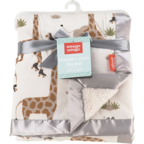 Weegoamigo Sherpa & Mink Blanket - Stevie Necks Giraffe