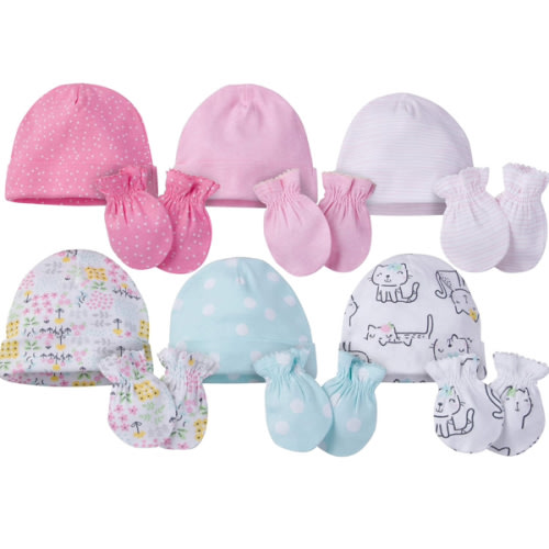 Onesies Brand Unisex Baby 12-piece Cap and Mitten Set