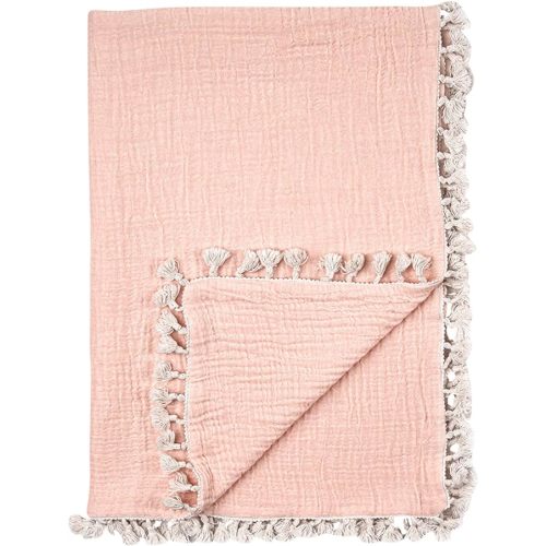 Crane Baby Muslin Swaddle Blanket, Soft Cotton Lightweight Nursery and Stroller Blanket for Baby Boys & Girls, Desert Rose, 30" x 40"