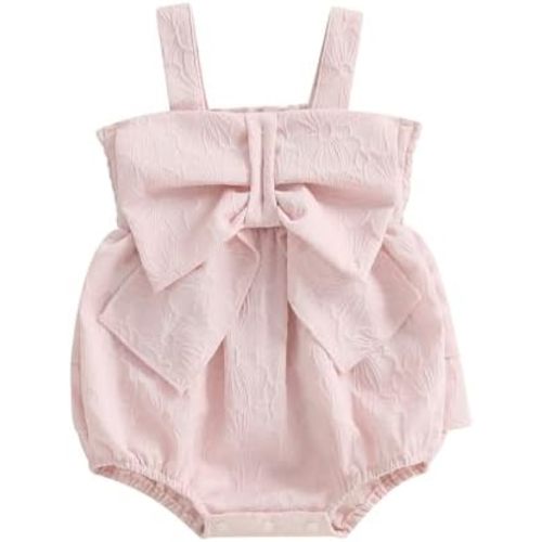 Infant Baby Girl Summer Clothes Bow bodysuit Layer Ruffles Starp Bubble Romper Newborn Sleeveless Outfit
