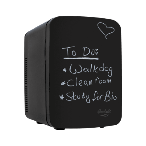 Cooluli Vibe Black 15 Liter Compact Portable Cooler Warmer Dry Erase Whiteboard Mini Fridge for Bedroom, Office, Dorm, Car - Great for Skincare & Cosmetics (110-240V/12V)