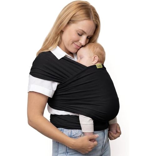 Boba Baby Wrap Carrier – Original Baby Sling Carrier for Newborns (7–35 lbs), Soft, Secure, Hands-Free & Ergonomic, Ideal for Comfortable Bonding, New Parents (Black)
