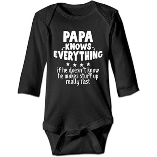 DOQOSESHY Papa Knows Everything Funny Bodysuit Infant Short Sleeve Baby Long Sleeve Bodysuit Sleeveless Romper