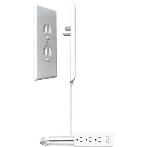 Sleek Socket - The Original & Patented Ultra-Thin Outlet Concealer with Cord Concealer Kit, 3 Outlet, 3-Foot Cord, Universal Size, UL Certified (Ideal for Kitchens, Small Spots & Behind Furniture)