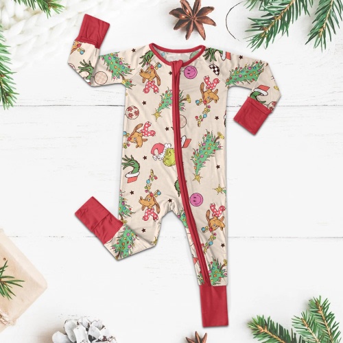 Grinch Baby Long Zippered Onesie Adding Fun Flair – Bambyboo.com