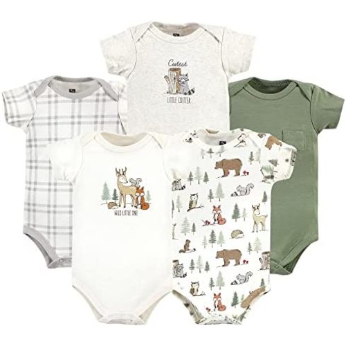 Hudson Baby baby-girls Cotton Bodysuits 5-pack