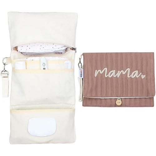 Baby Bag Organizer, Waterproof Mini Diaper Bag, Foldable Mom Travel Set, Diaper Organizer, with Gift for Baby Shower (Coffee)