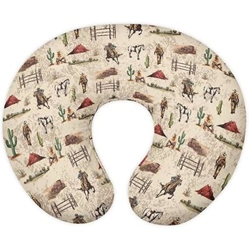 Baby Nursing Pillow Cover Western Horse Cactus Printed Soft Breastfeeding Pillow Cover for Newborn Infant, Soft Comfy Nursery Bottle Pillowcases Nursing Pillow Slipcover for Boys Girls
