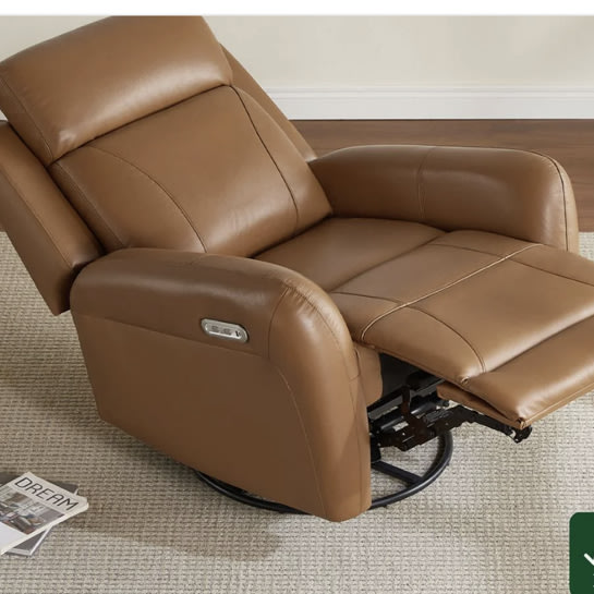 Myles Genuine Leather Swivel Glider Power Recliner