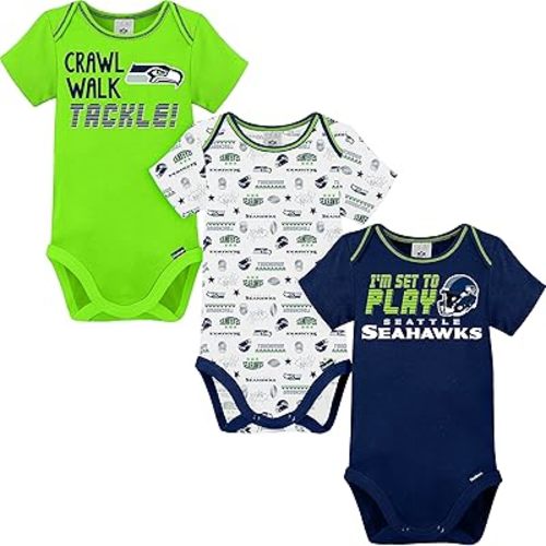 Gerber NFL Unisex-Baby NFL Team 3 Pack Short Sleeve Onesie Bodysuit