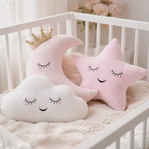Star, Moon & Cloud Nursery Pillow Set, Kids Room Decor