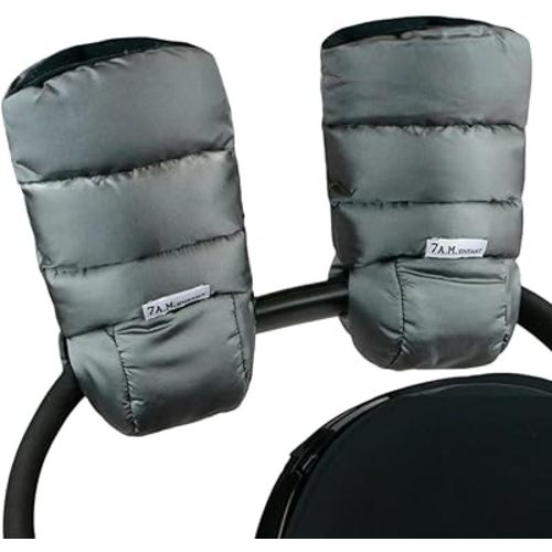 7AM Enfant Stroller Warmmuffs Gloves - Anti-Freeze Stroller Mittens for Handlebars, Water Repellent Hand Warmer Muff for Cold Weather, Plush Lined Stroller Warmmuffs | Winter Stroller Accessories