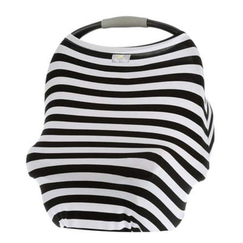 Itzy Ritzy 4-in-1 Nursing Cover, Car Seat Cover, Shopping Cart Cover and Infinity Scarf - Breathable, Multi-Use Mom Boss Breastfeeding Cover, Black & White Stripe